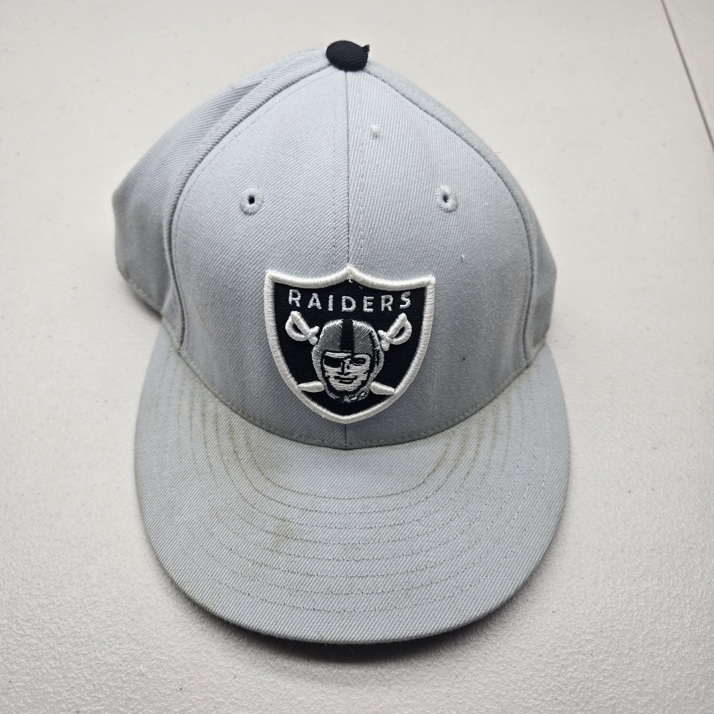 Raiders Unisex Baseball Cap 7 1/8 Gray Mitchell & Ness Wool Fitted Logo READ